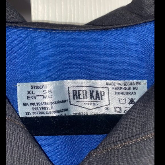 Size XL short sleeve two tone crew work shirt, button up, charcoal/royal blue - Picture 5 of 5